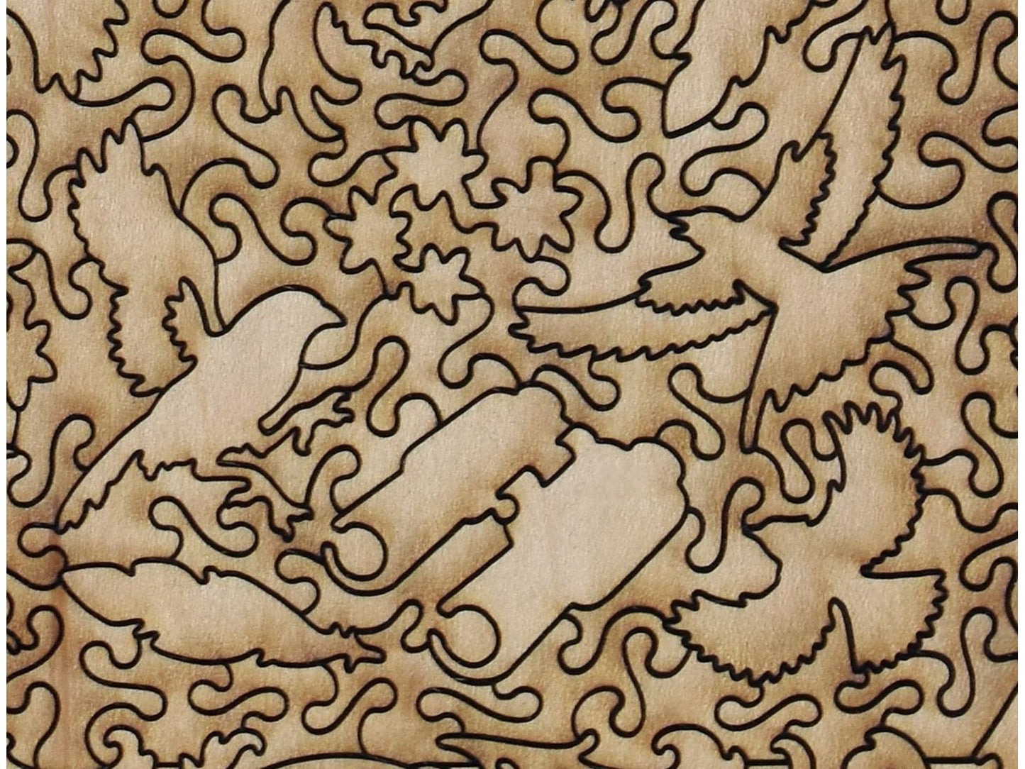 Second image for A closeup of the back of the puzzle, Oiseaux: Varieties of Birds, showing the detail in the pieces.