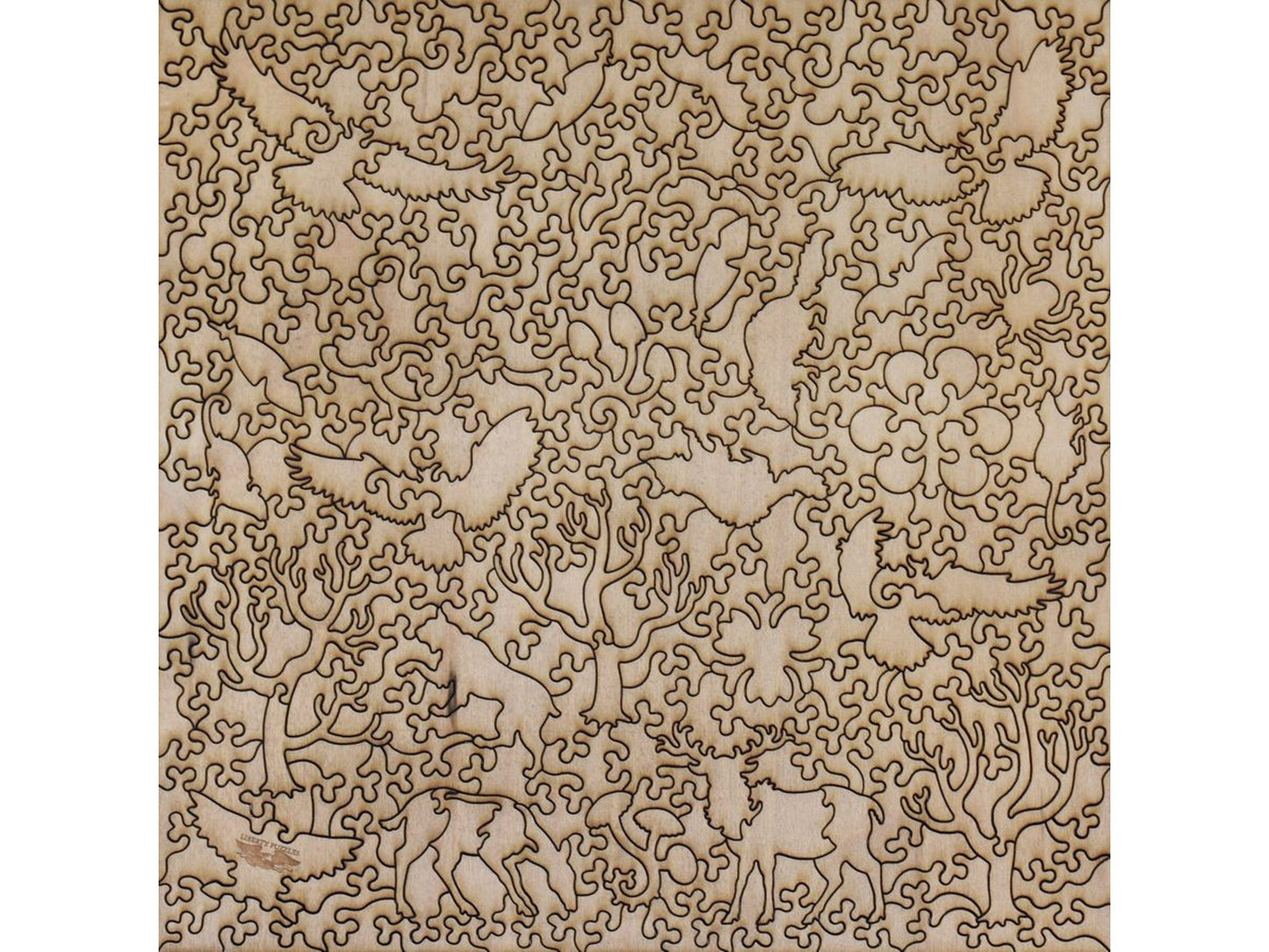 The back of the puzzle, Owl and Cherry Branch.