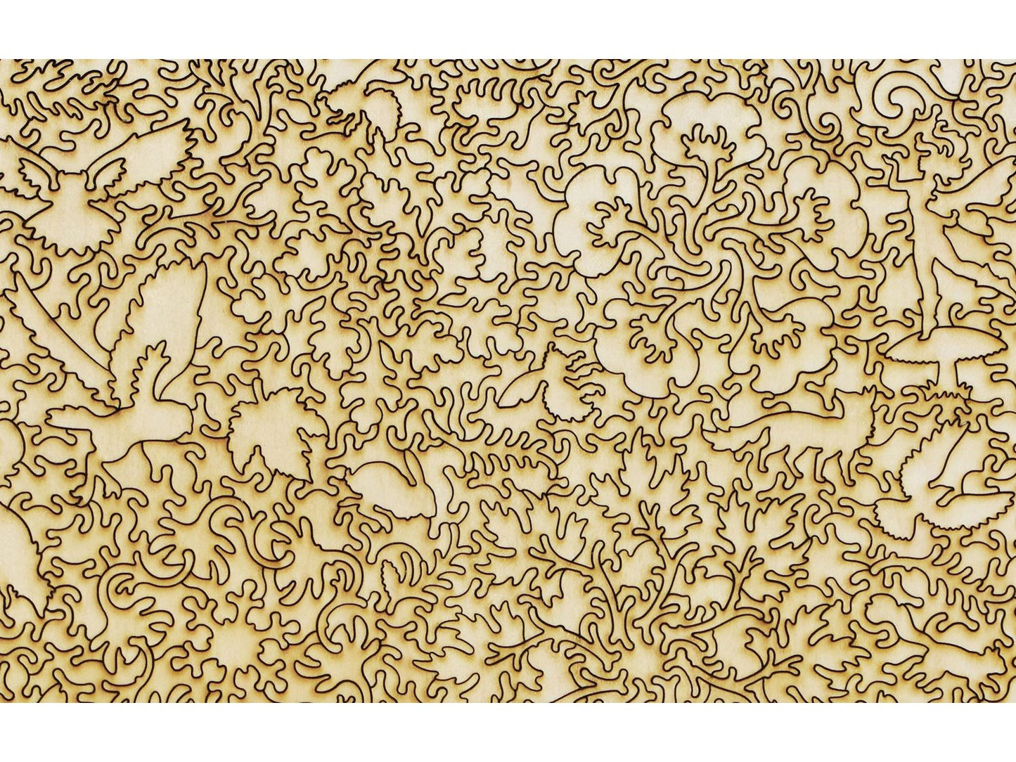 A closeup of the back of the puzzle, Owl Woodland Flower.