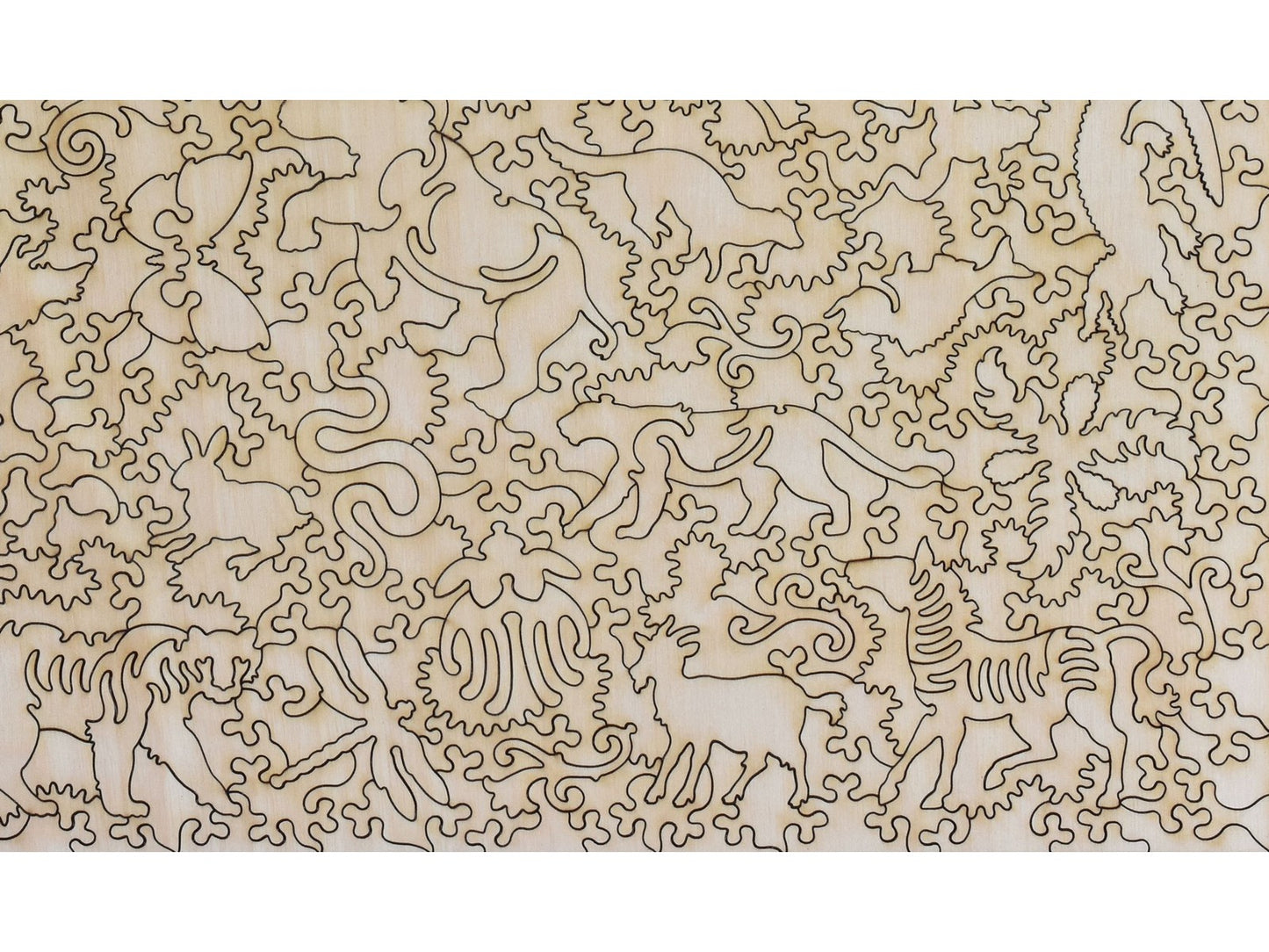 A closeup of the back of the puzzle, Peaceful Kingdom Image.