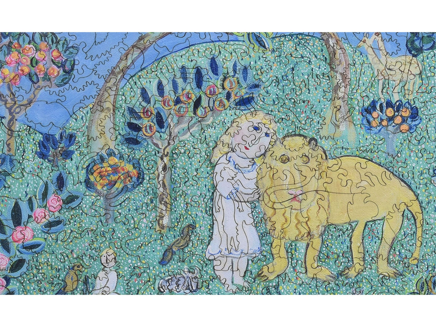 A closeup of the front of the puzzle, Peaceful Kingdom.