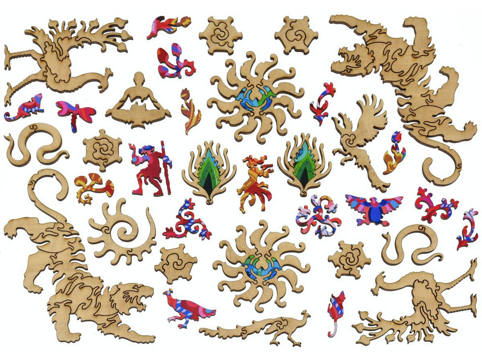 The whimsies that can be found in the puzzle, Peacock and Pattern.