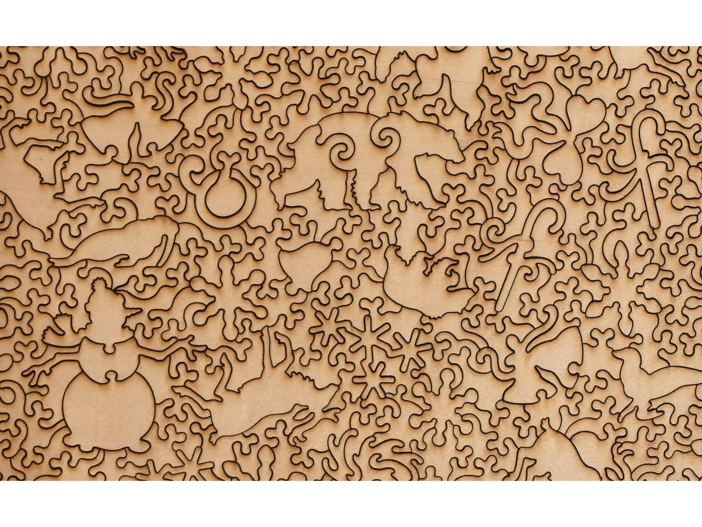 A closeup of the back of the puzzle, Polar Ribbon Dance, showing the detail in the pieces.