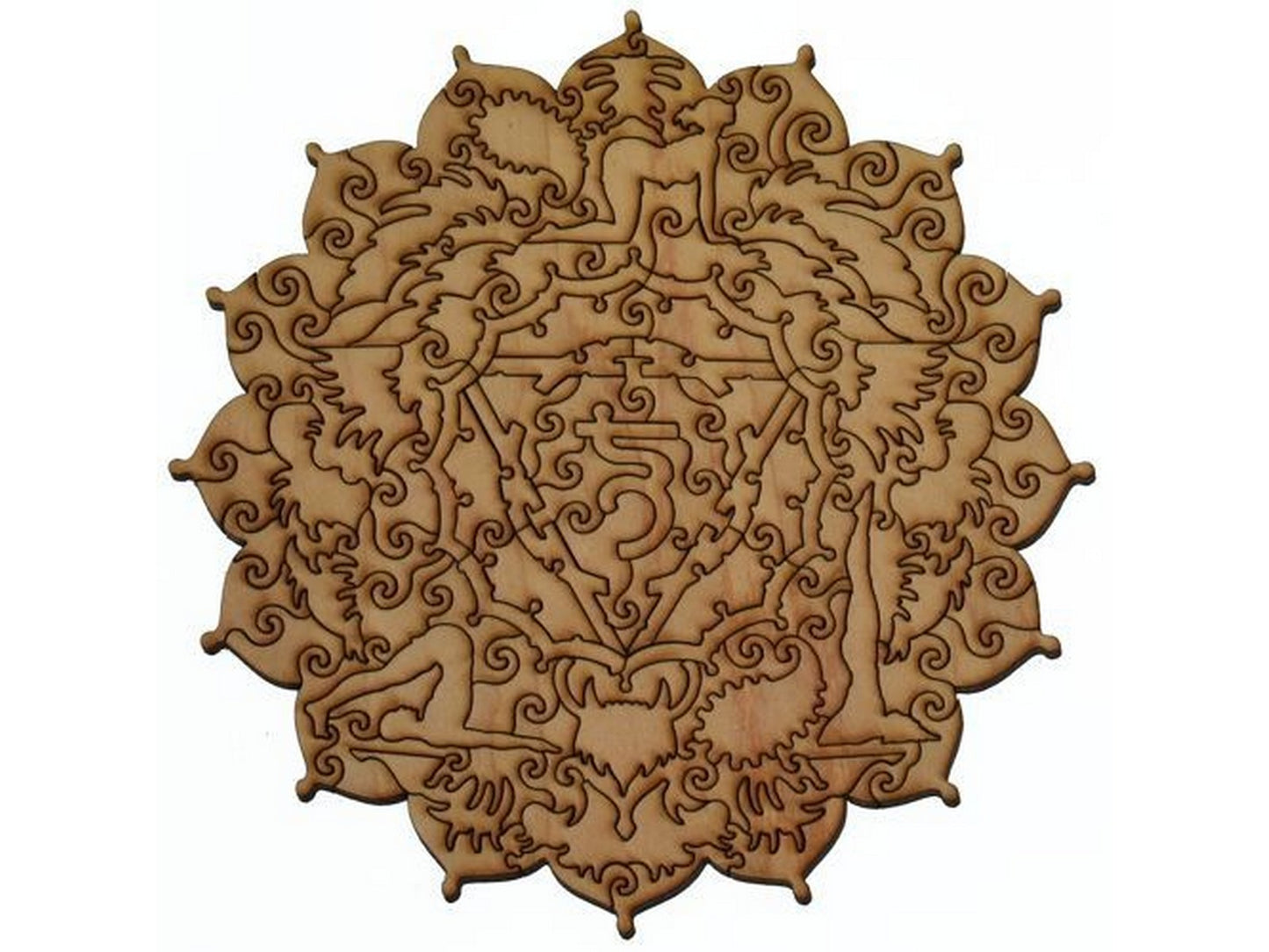 A closeup of the back of the puzzle, Seven Chakras, showing the detail in the pieces of the Lion.