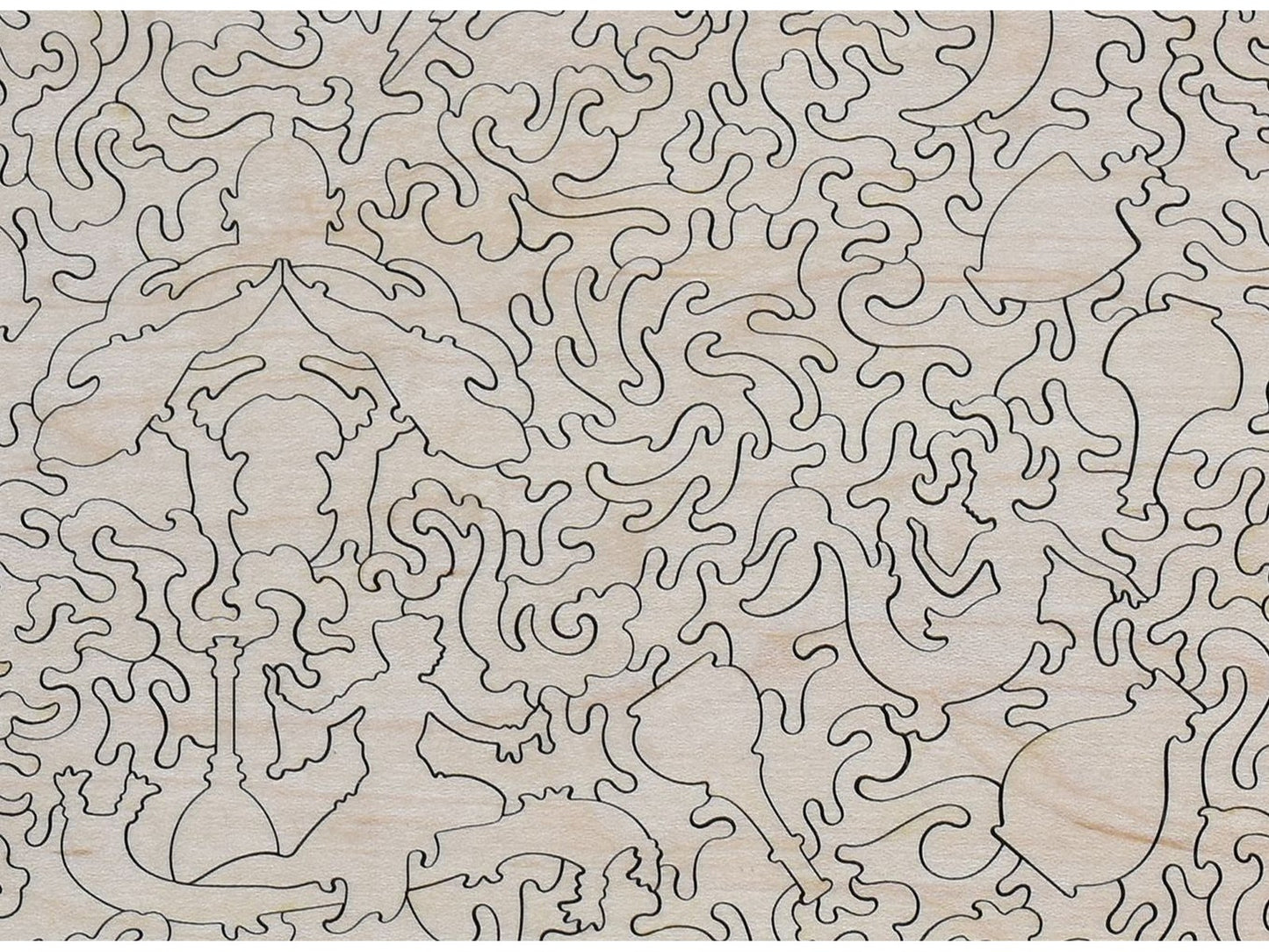 Second image for A closeup of the back of the puzzle, The Story of King Schahriyar and His Brother Schahzenan, showing the detail in the pieces.