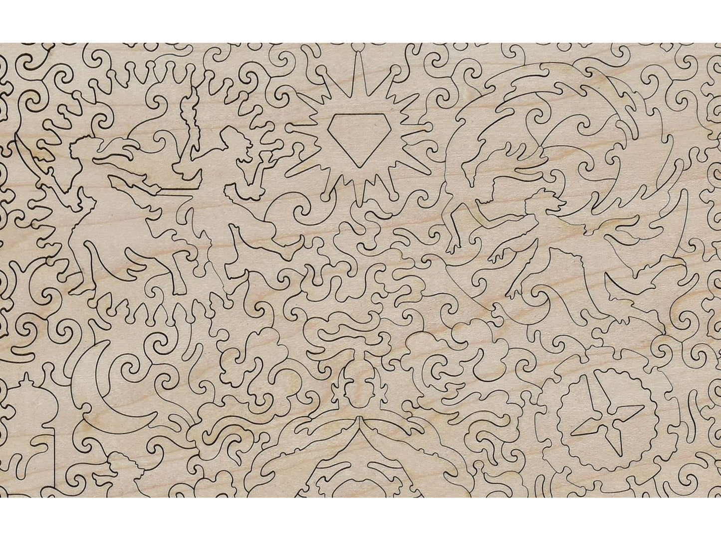 Second image for A closeup of the back of the puzzle, The Story of Scheherazade, showing the detail in the pieces.