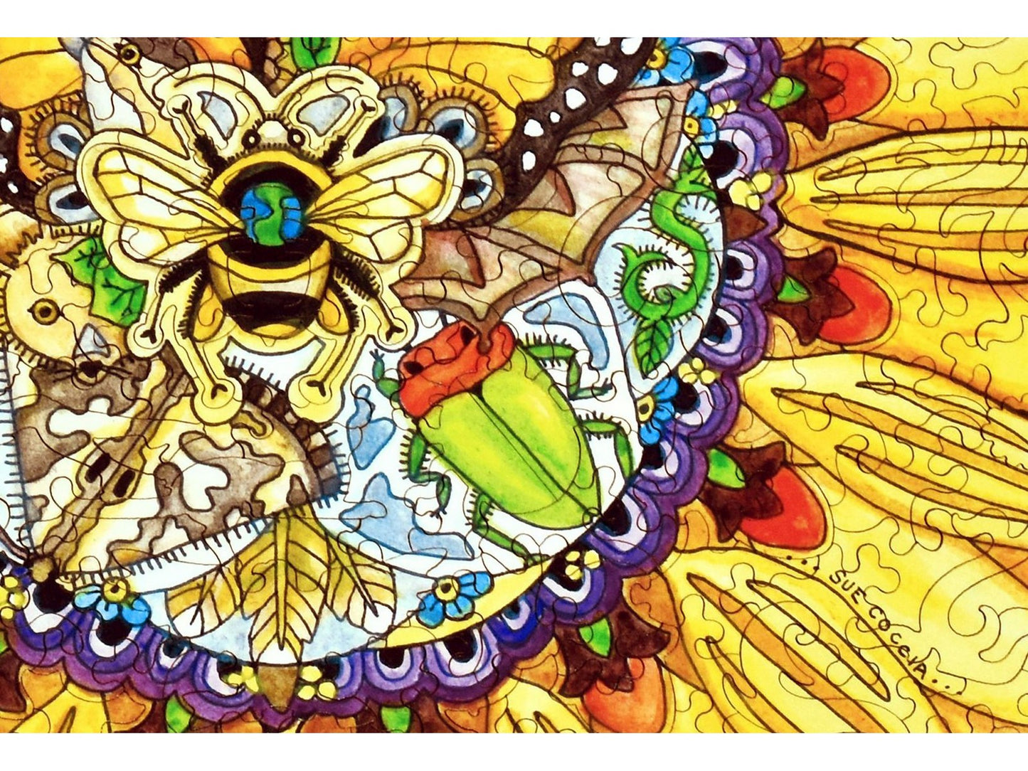 A closeup of the front of the puzzle, Sunflower.