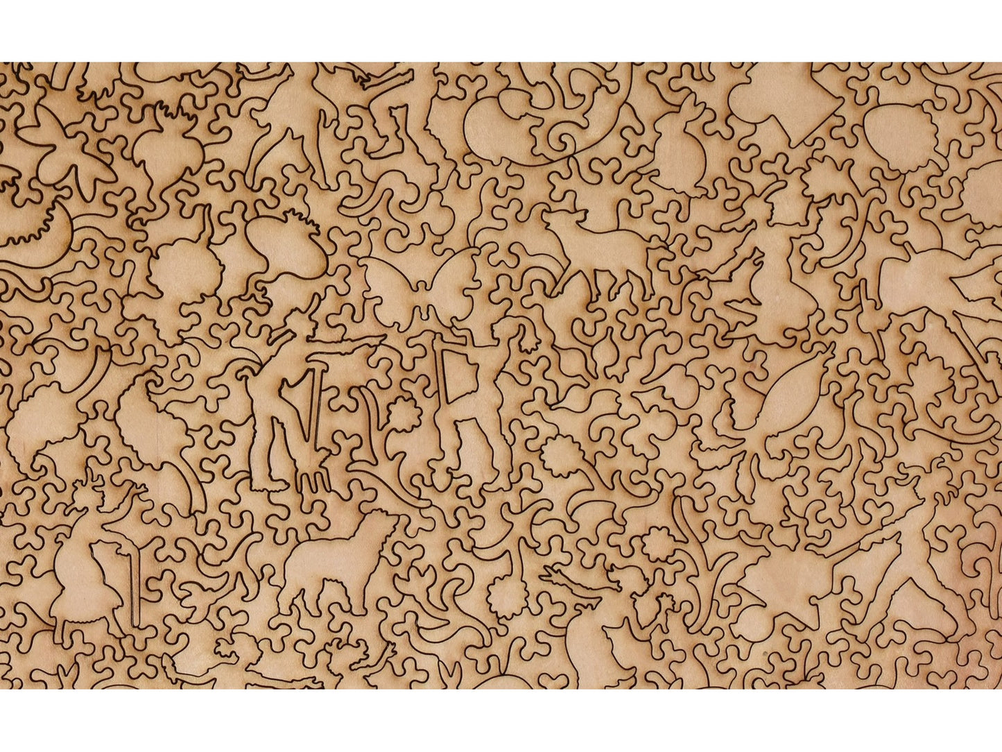 A closeup of the back of the puzzle, Tea Break, showing the detail in the pieces.