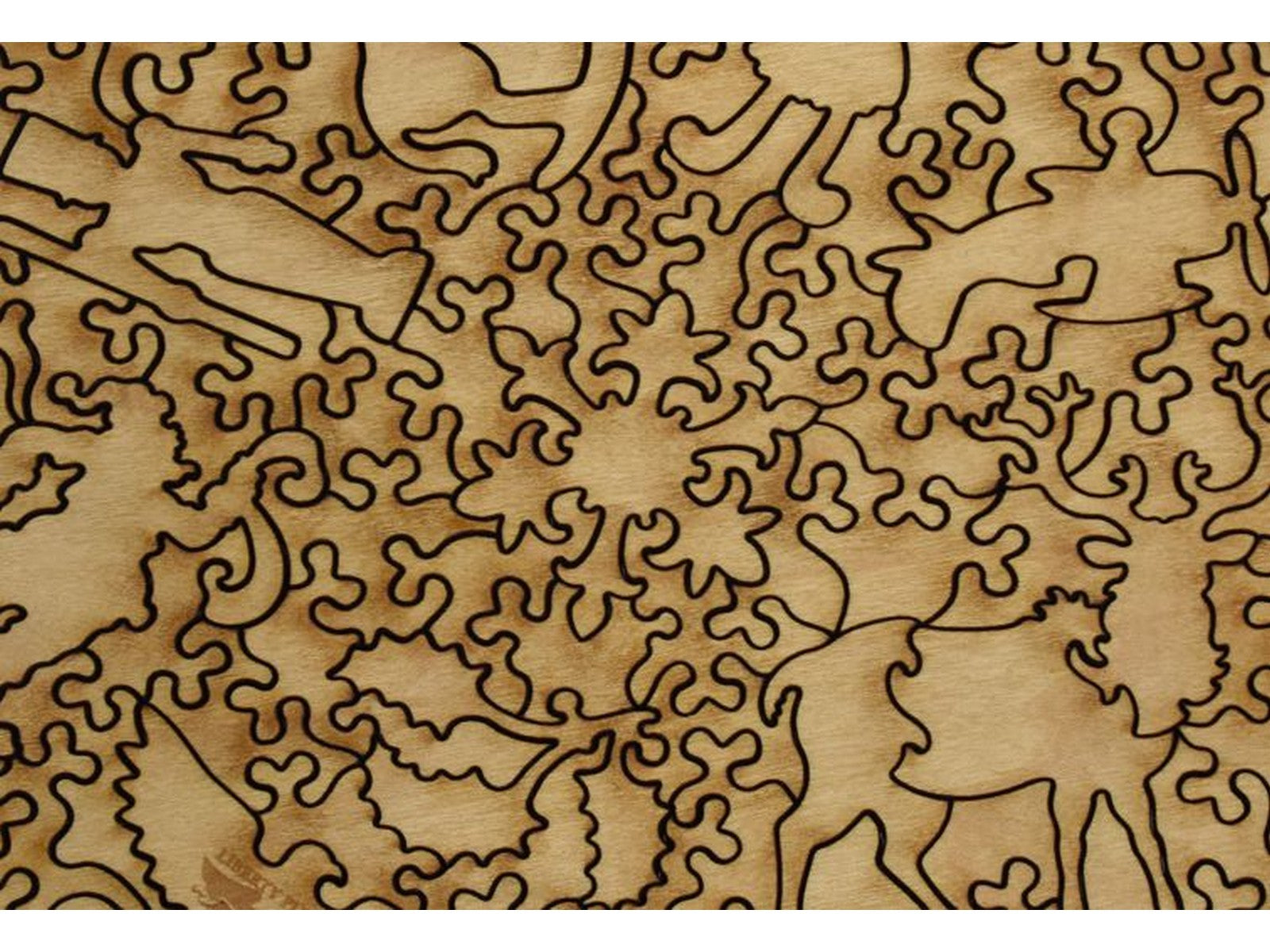 A closeup of the back of the puzzle, Toy Factory, showing the detail in the pieces.