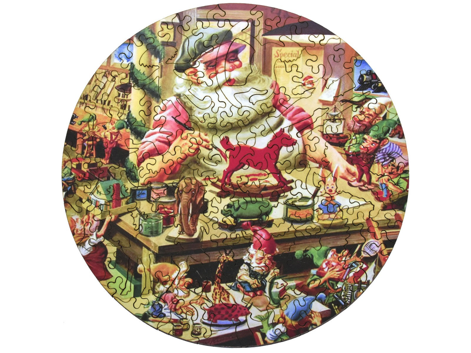 The front of the small round puzzle, Toy Factory.