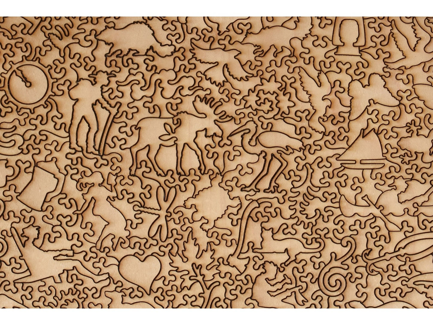 A closeup of the back of the puzzle, Welcome to the Cabin, showing the detail in the pieces.