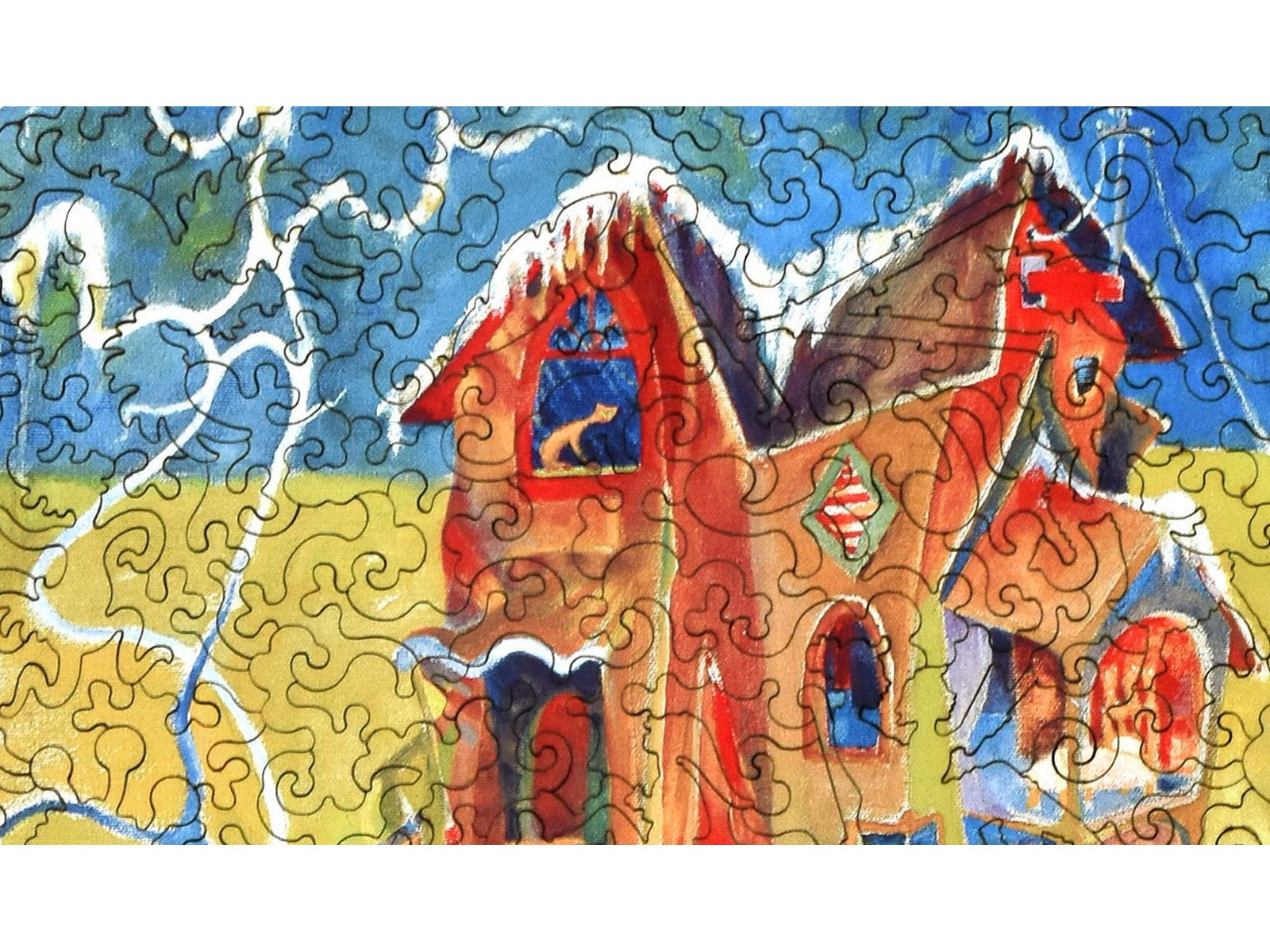 A closeup of the front of the puzzle, That Winter Spring Came Late, showing the detail in the pieces.