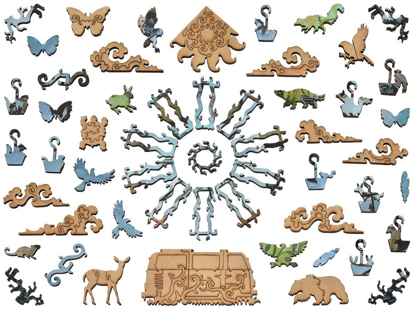 The whimsies that can be found in the puzzle, Woodland Wheel.