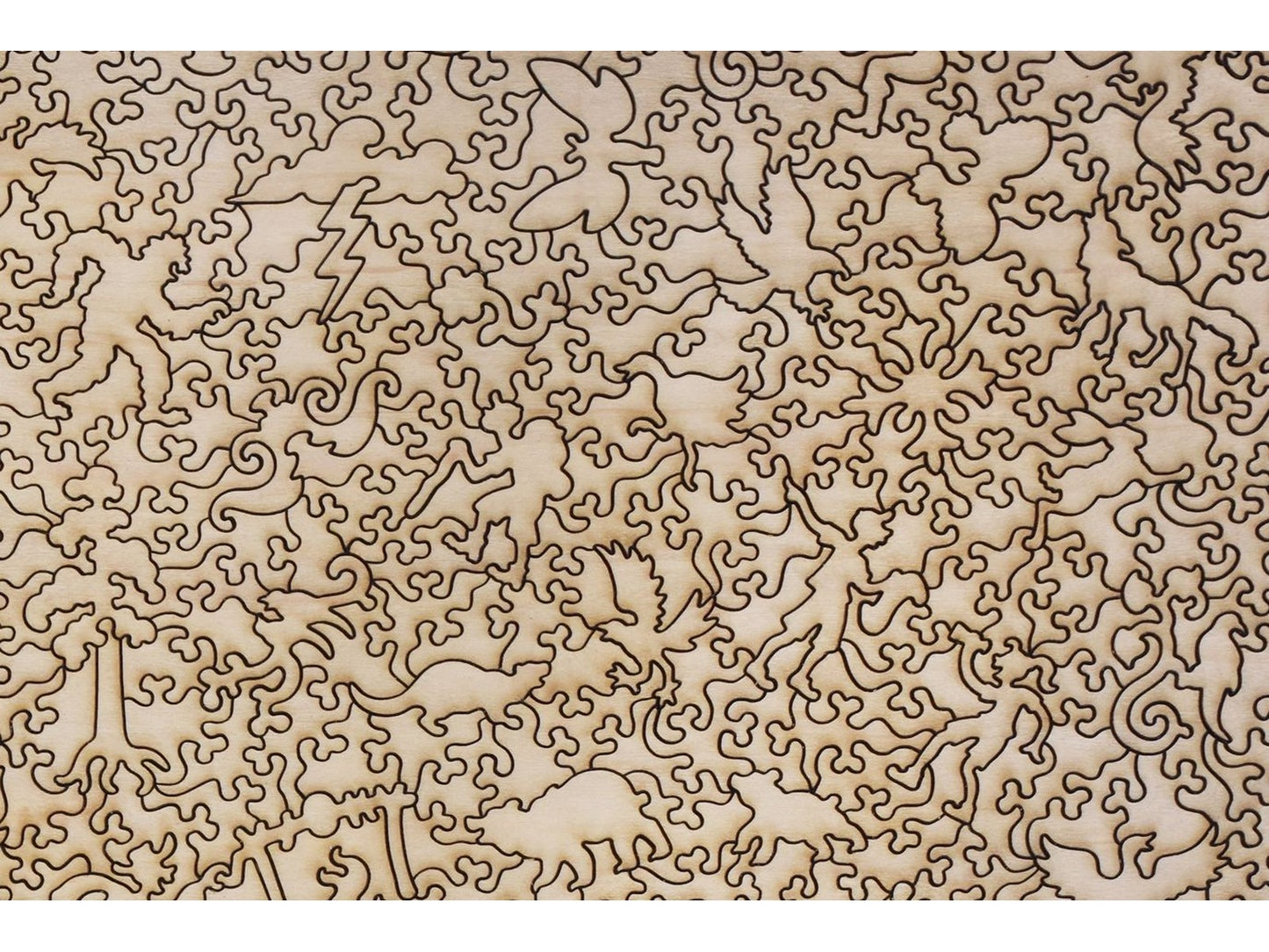 A closeup of the back of the puzzle, Yosemite, showing the detail in the pieces.