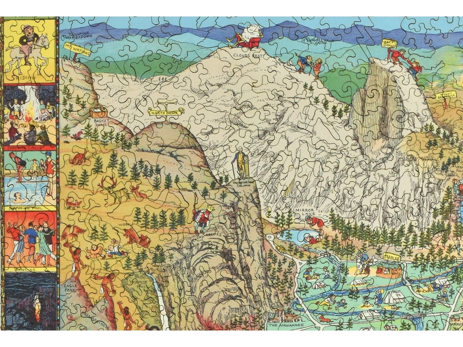 A closeup of the front of the puzzle, Yosemite, showing the detail in the pieces.