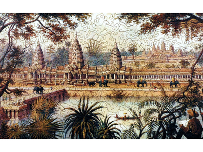 A closeup of the front of the puzzle, Angkor Wat, showing the detail in the pieces..