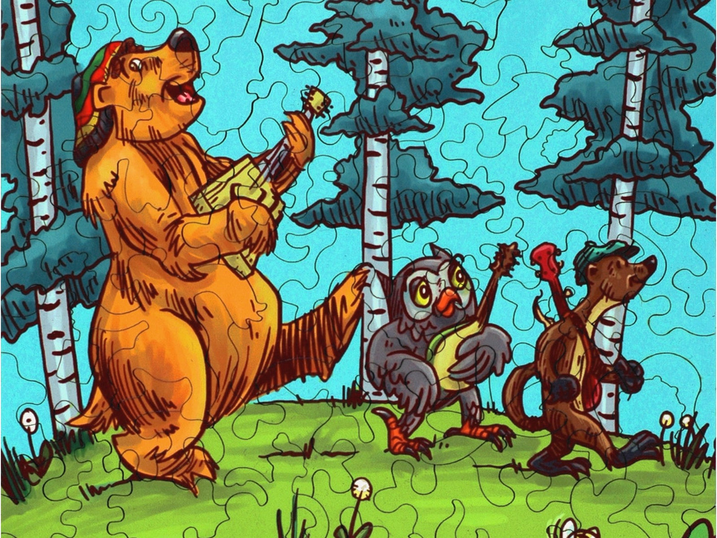A closeup of the front of the puzzle, Barry's Band.