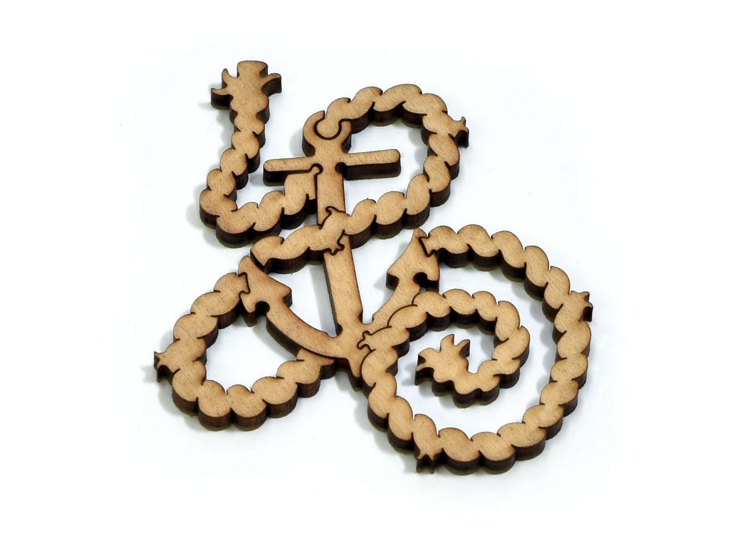 A closeup of pieces in the shape of an anchor and rope.