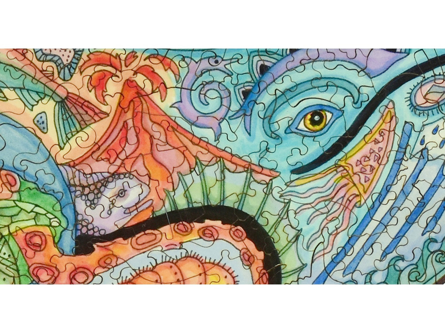 A closeup of the front of the puzzle, Blue Whale.