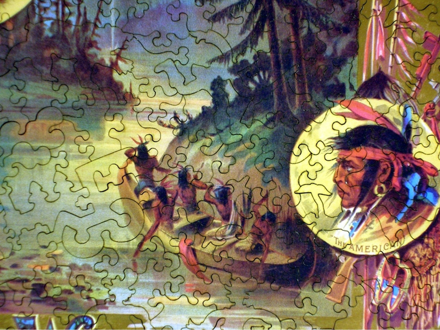 A closeup of the front of the puzzle, Buffalo Bill's Wild West.