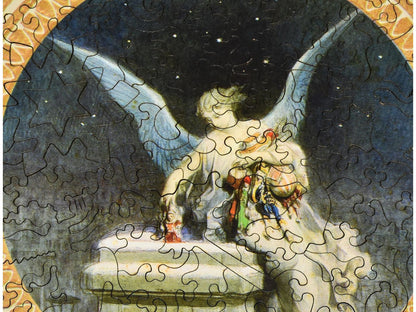A closeup of the front of the puzzle, Christmas Angel.
