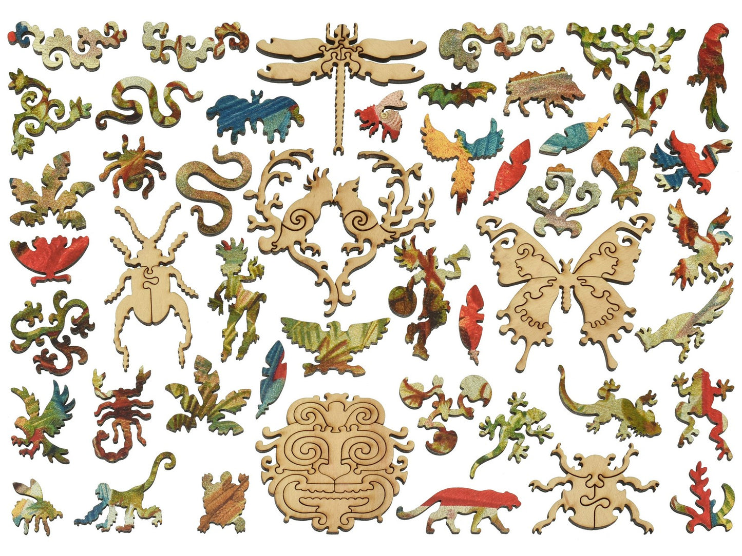 The whimsies that can be found in the puzzle, A Company of Macaws.