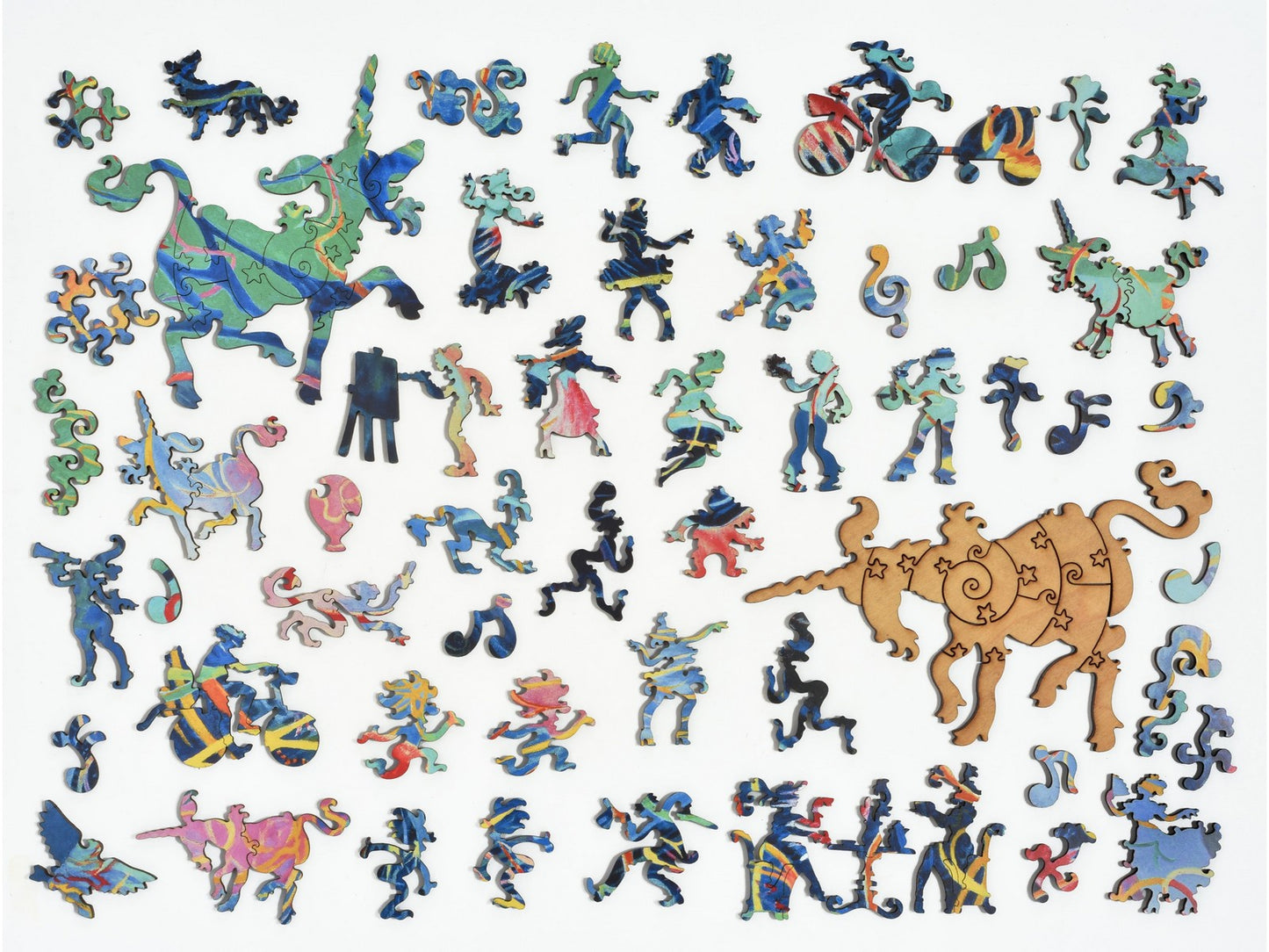 The whimsy pieces that can be found in the puzzle, Every Girl Should Have a Unicorn.