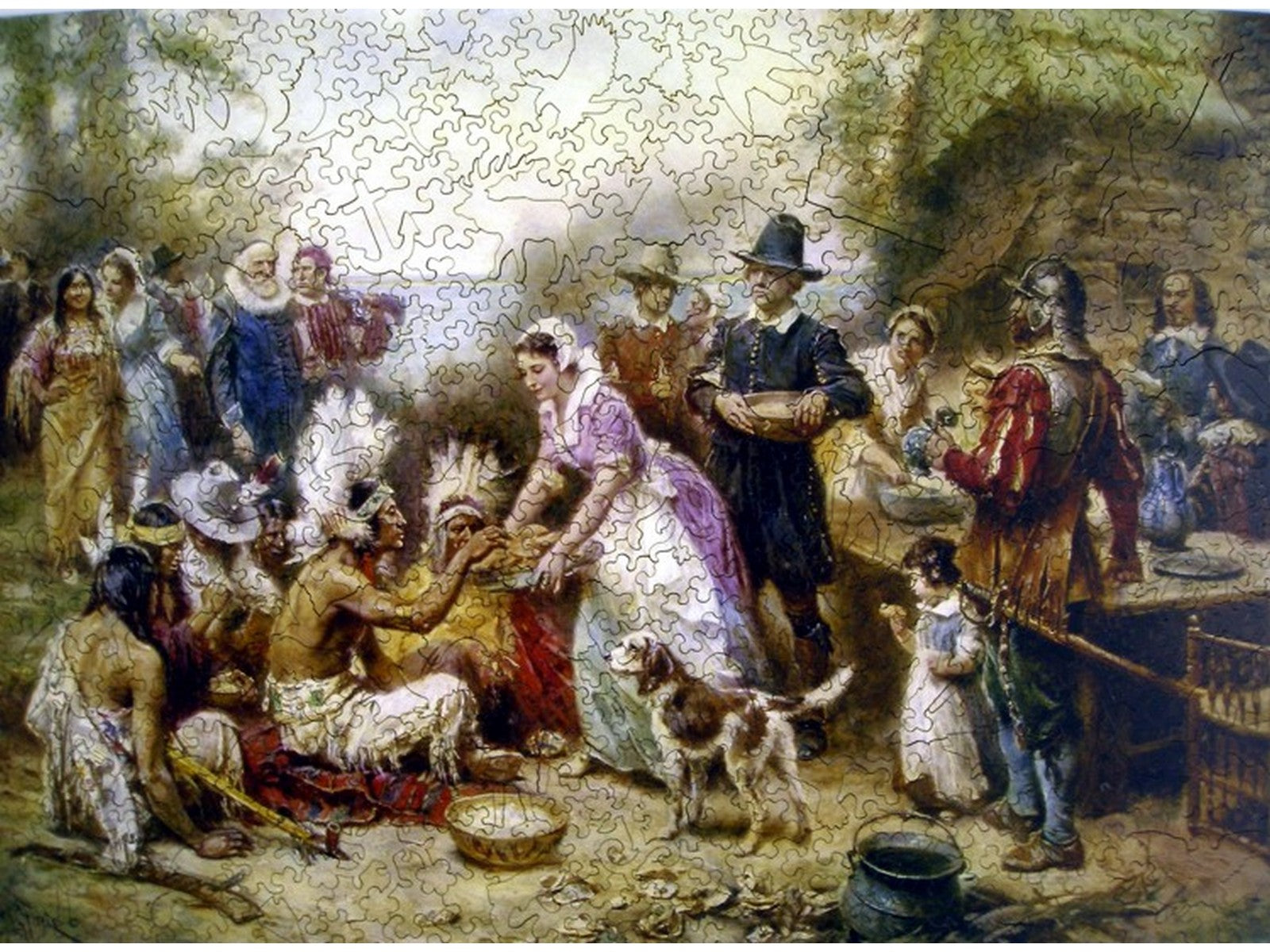 pilgrims and indians wallpaper