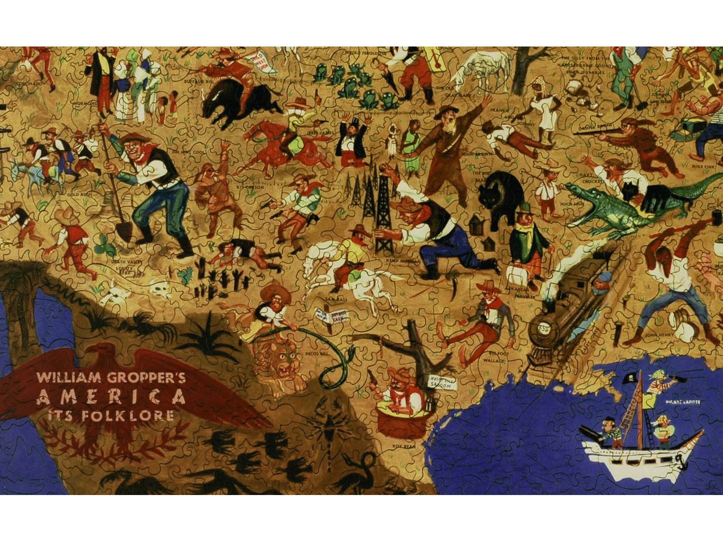 A closeup of the front of the puzzle, William Gropper's American Folklore.