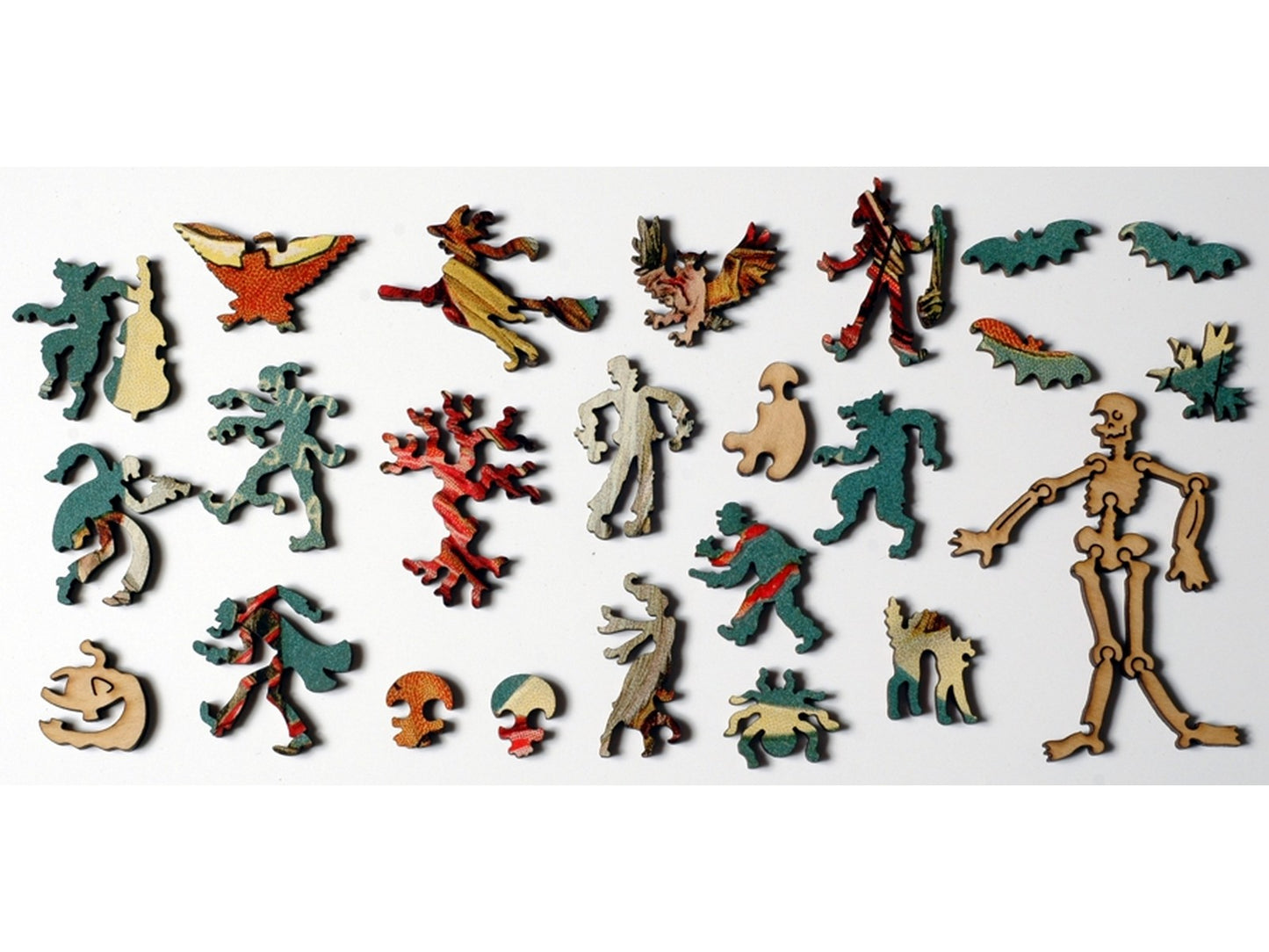 The whimsy pieces that can be found in the puzzle, Halloween Mischief.