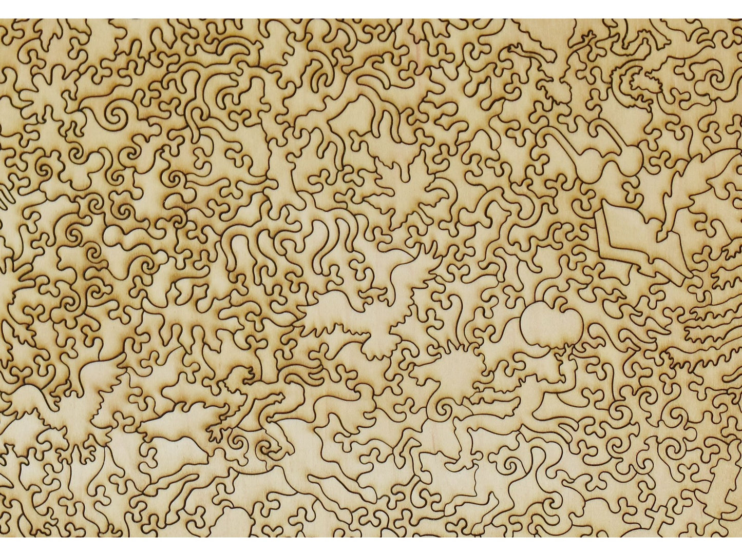 A closeup of the back of the puzzle, The Headless Horseman Pursuing Ichabod Crane.