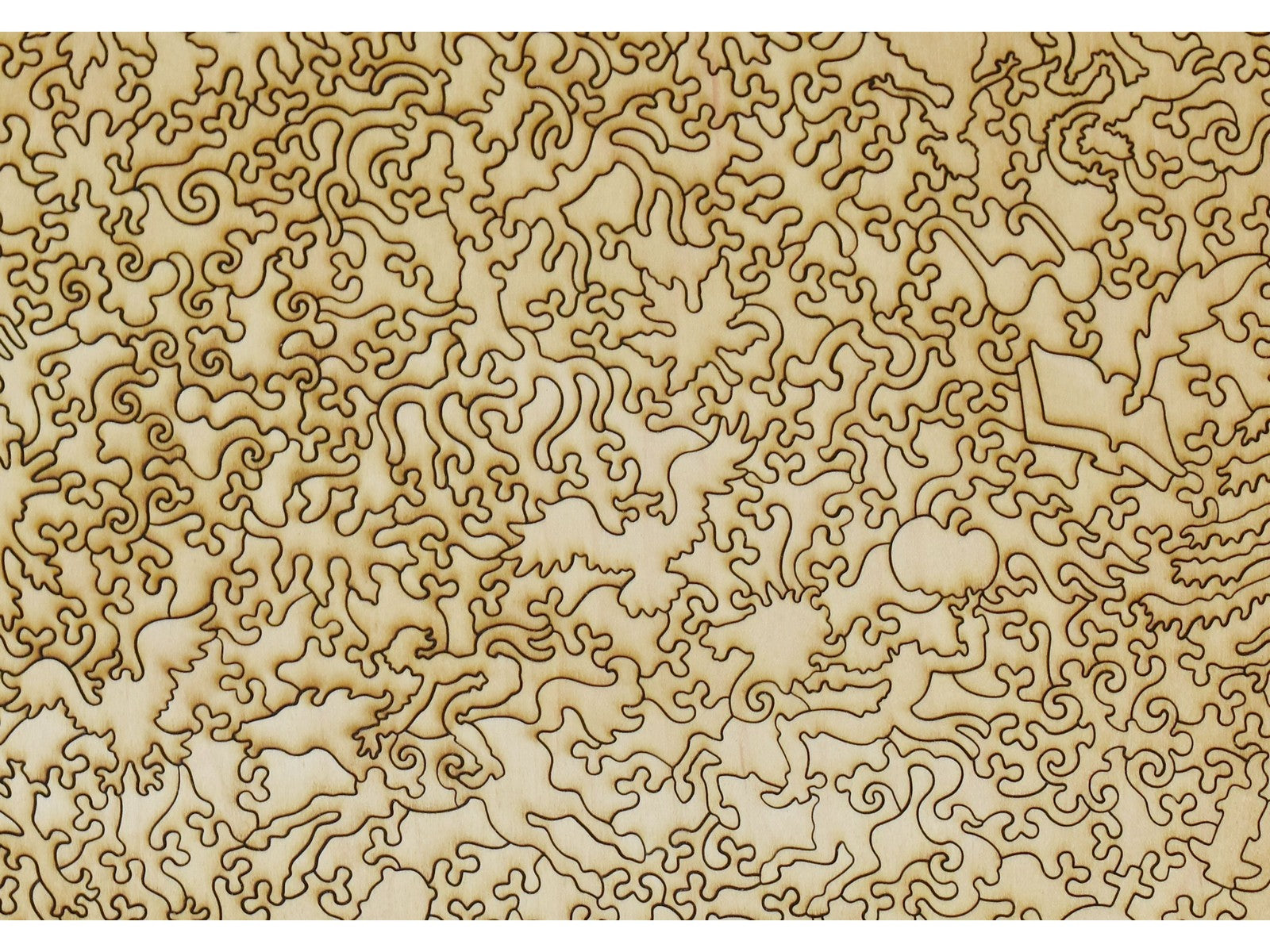 A closeup of the back of the puzzle, The Headless Horseman Pursuing Ichabod Crane.