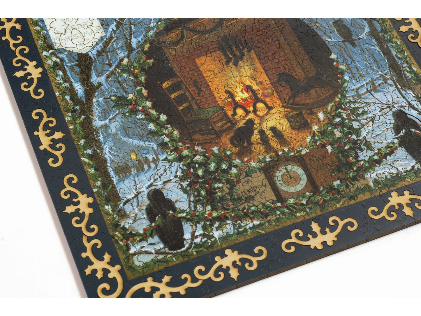 A closeup of the front of the puzzle, Joy, Peace, Health & Plenty, with an alternative solution for the border.