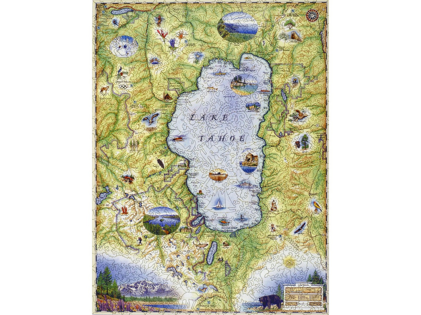 The front of the puzzle, Lake Tahoe Map.