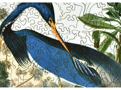 A closeup of the front of the puzzle, Louisiana Heron.