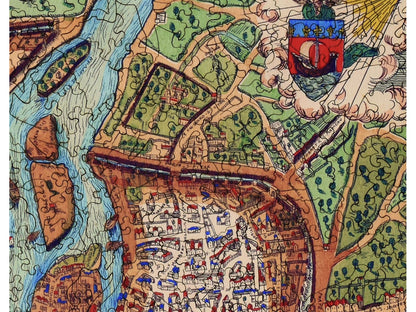 A closeup of the front of the puzzle, Map of Paris.