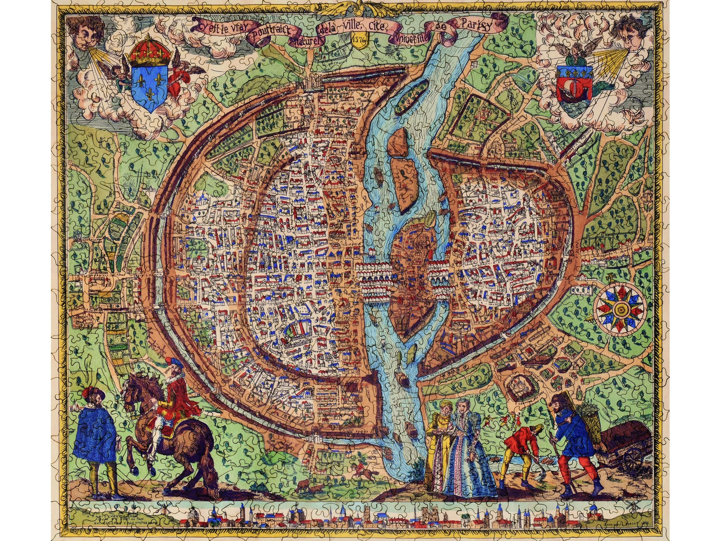 The front of the puzzle, Map of Paris, which shows an old medieval map of Paris.