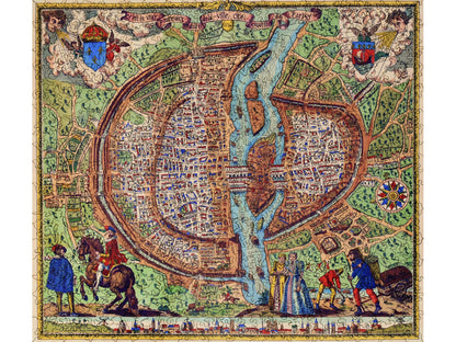 The front of the puzzle, Map of Paris, which shows an old medieval map of Paris.