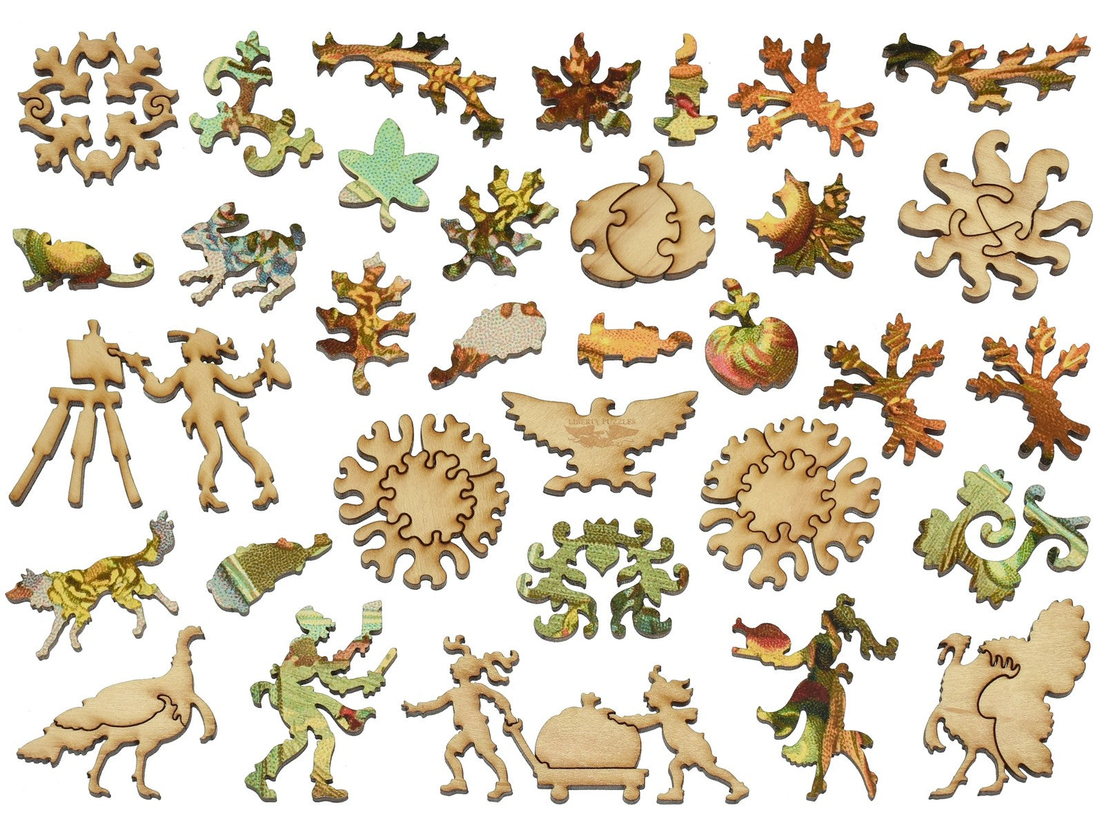 The whimsies that can be found in the puzzle, Peace and Plenty Thanksgiving.