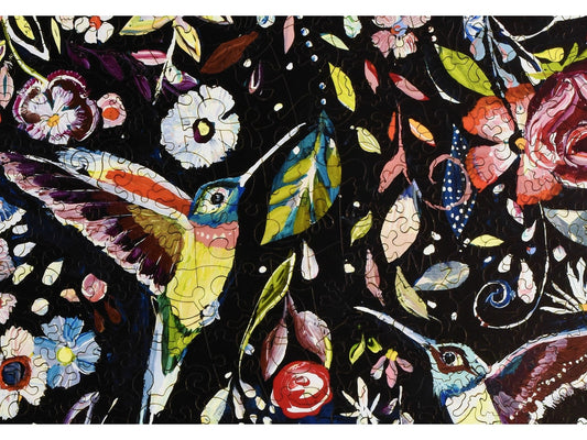 A closeup of the front of the puzzle, Peruvian Night, showing the detail in the pieces.