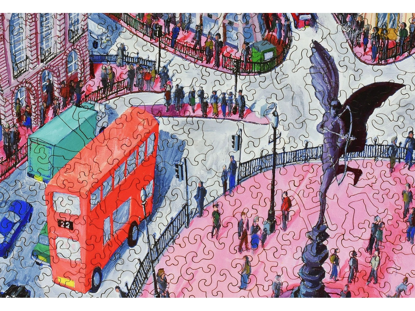A closeup of the front of the puzzle, Piccadilly Circus.