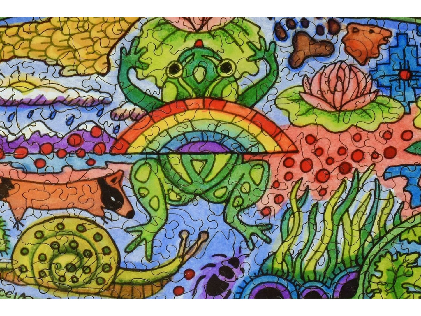 A closeup of the front of the puzzle, Rainbow Trout.