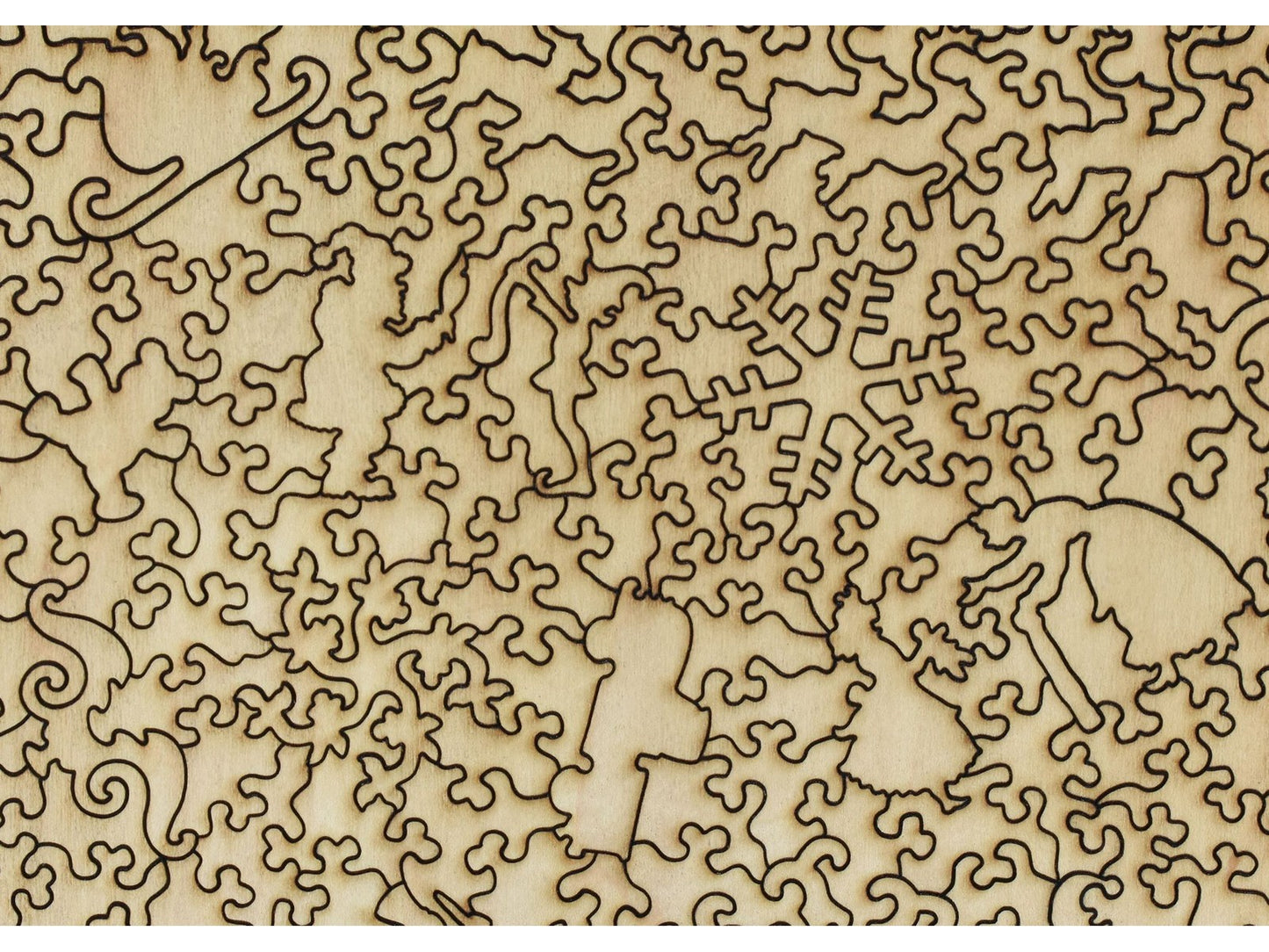 A closeup of the back of the puzzle, Santa's Sleigh.