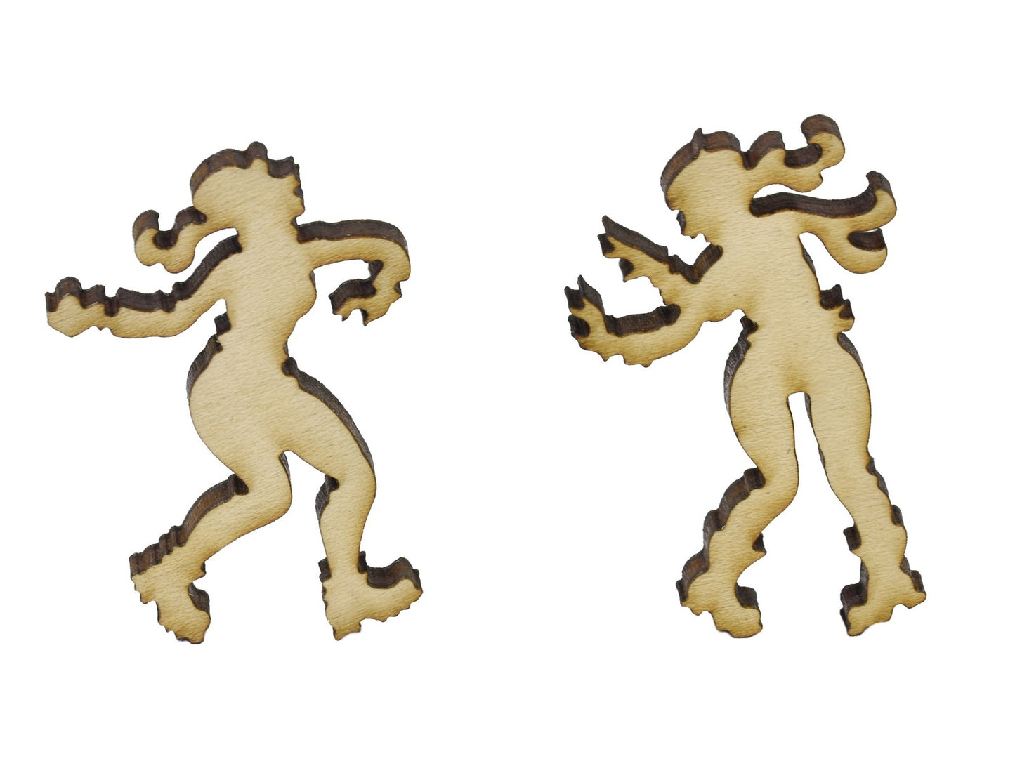 A closeup of pieces in the shape of two people having a snowball fight.
