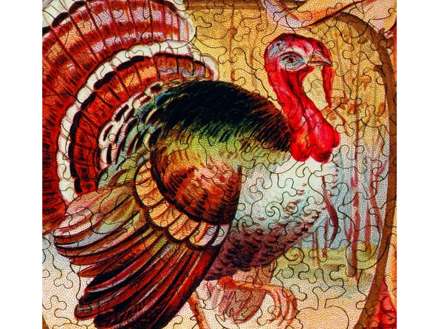 A closeup of the front of the puzzle, Thanksgiving Greeting.