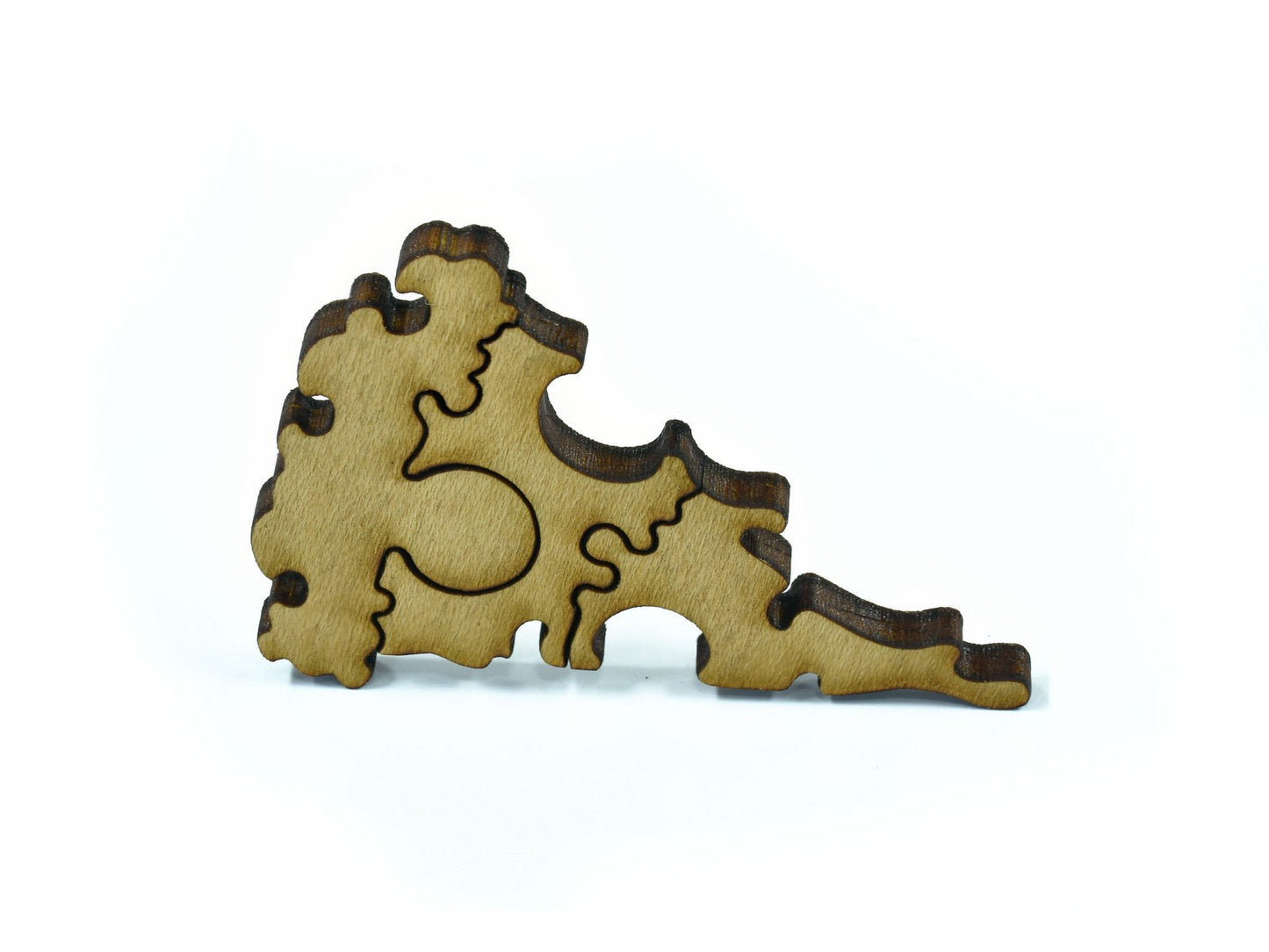 A closeup of pieces in the shape of a slice of pizza.