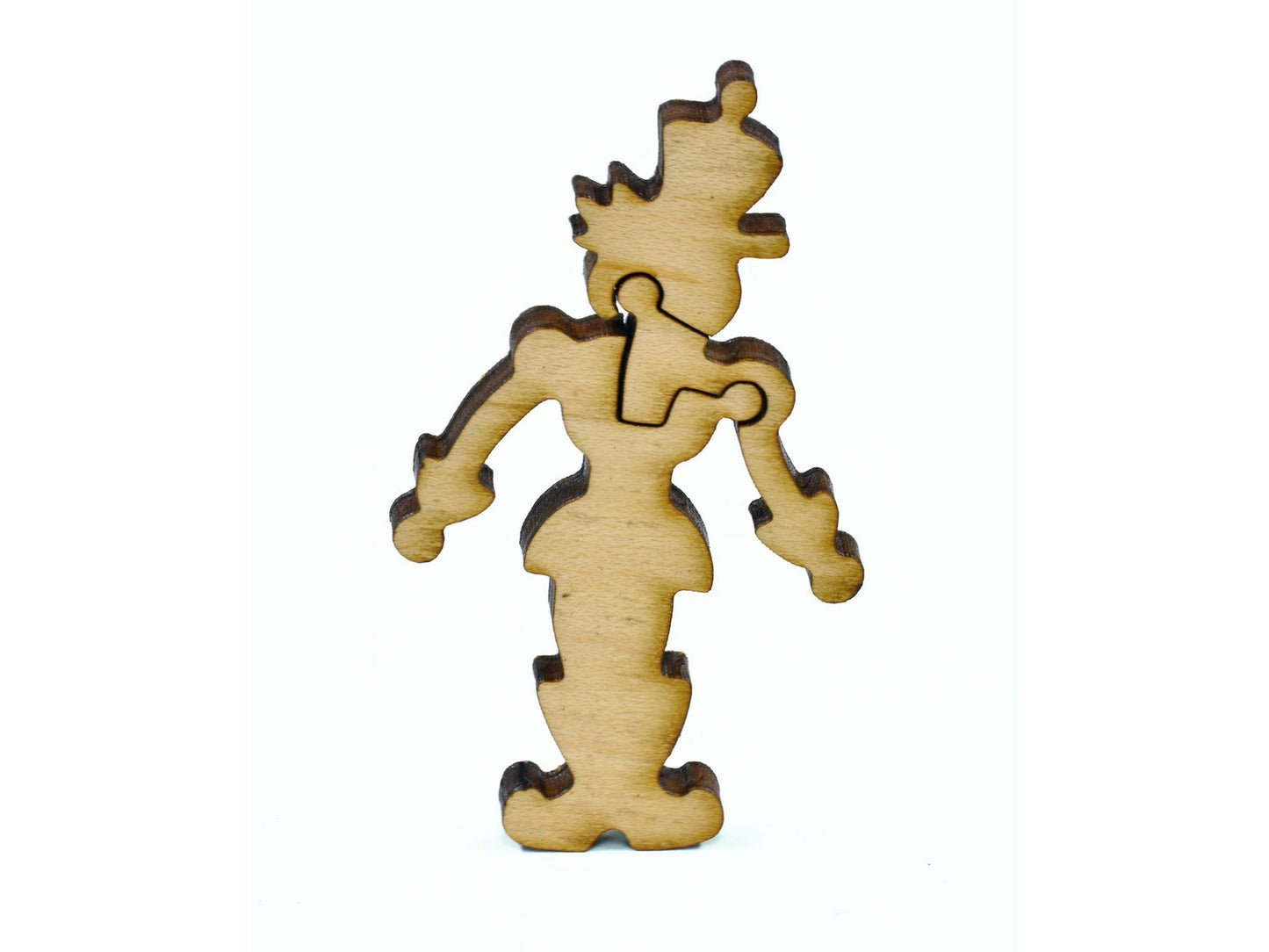 A closeup of pieces in the shape of a nutcracker.