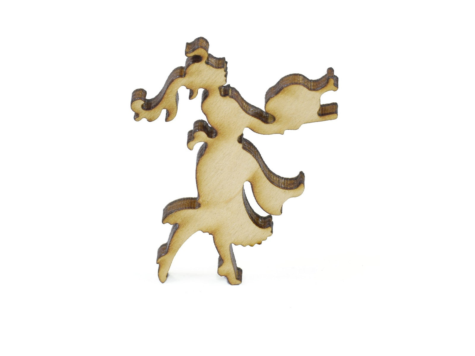 A closeup of pieces in the shape of a woman holding a cooked turkey.