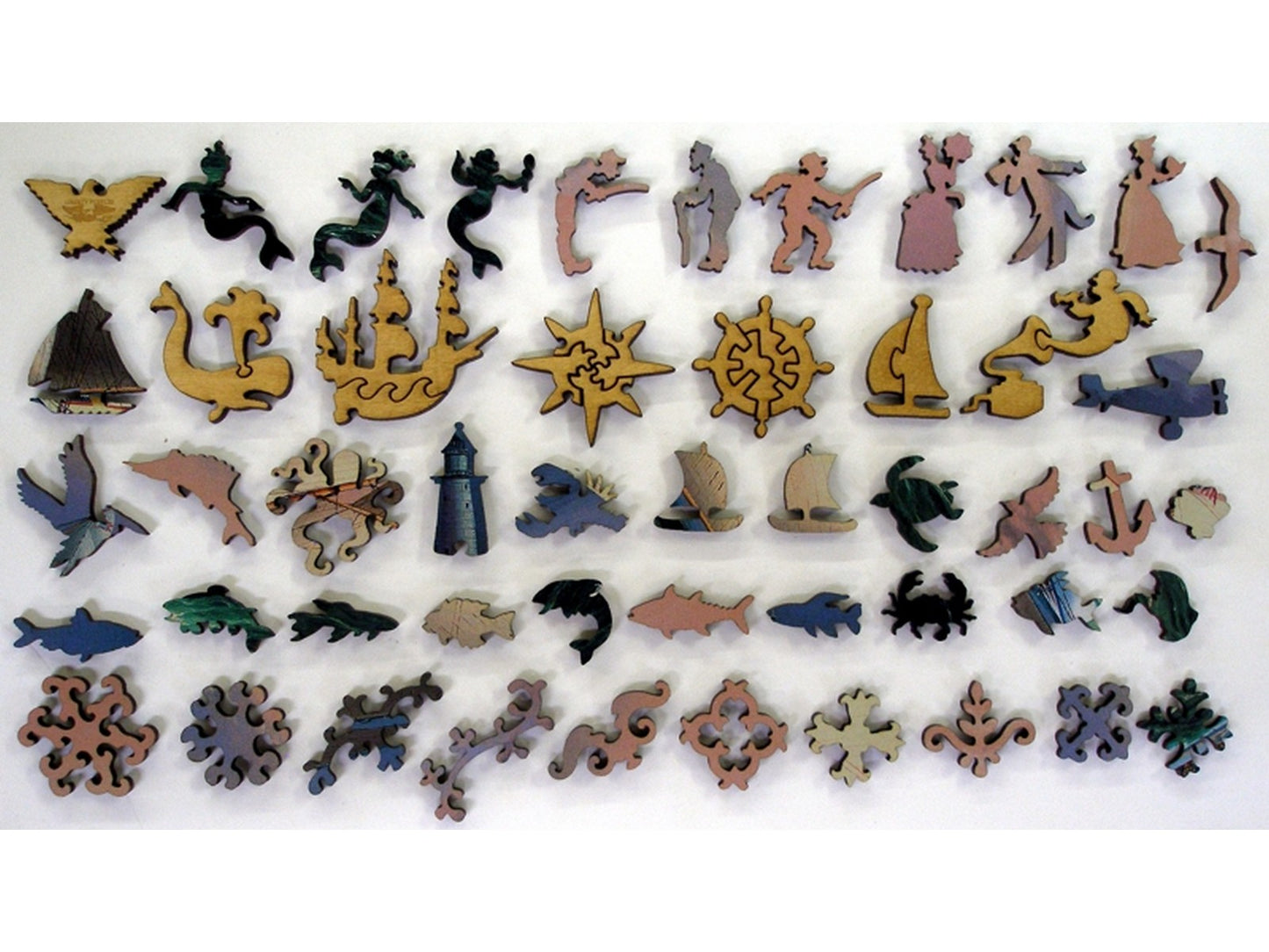 The whimsy pieces that can be found in the puzzle, Yacht Race Off Boston Light.