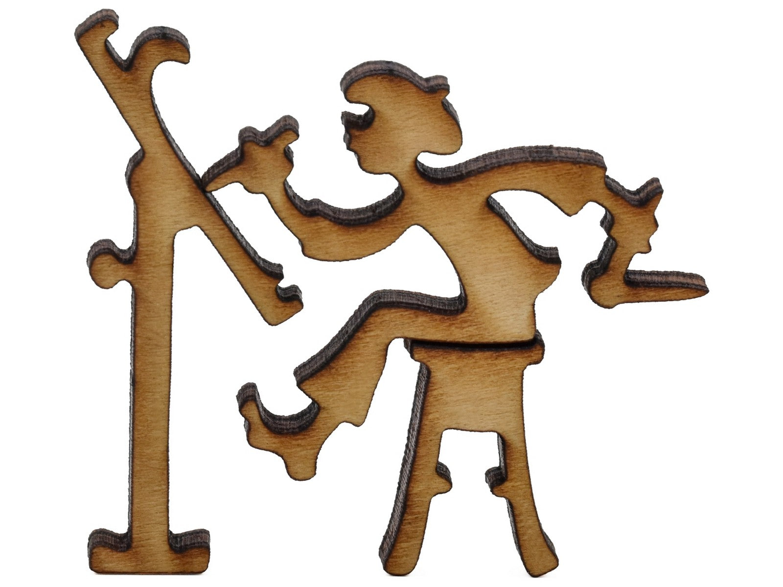  A closeup of pieces shaped like an artist with their easel.
